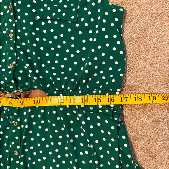 Ryan Michelle Green Polka Dot Sleeveless Fit and Flare Dress Size petite large - Picture 11 of 13